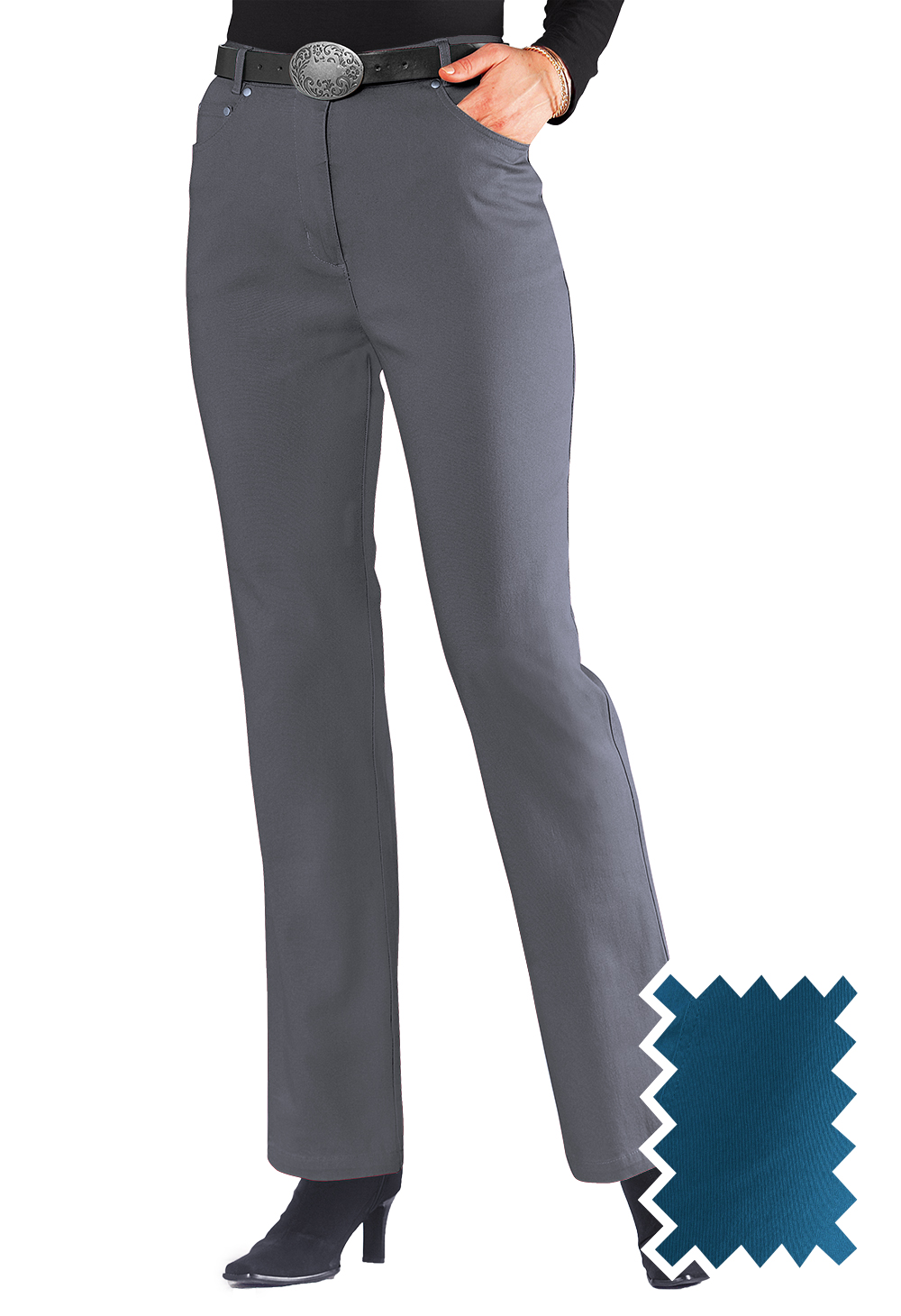 Pantalon twill poche brodée