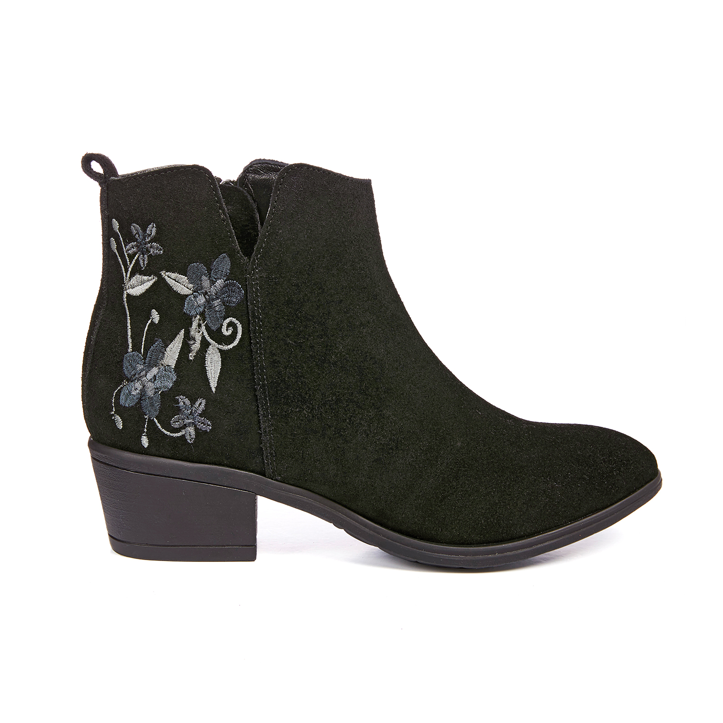 Boots cuir velours brodé
