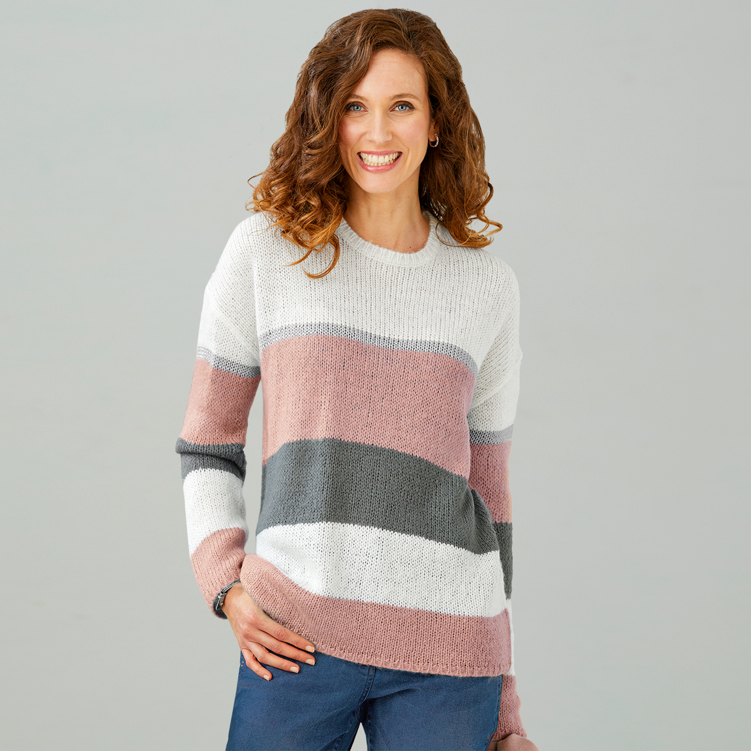 Pull col rond pastel chic