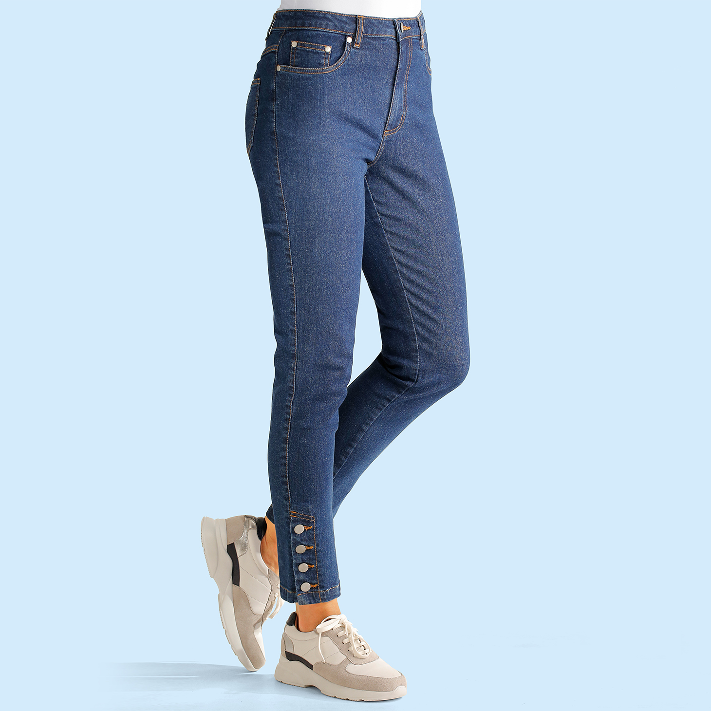 Jean denim bas à boutons