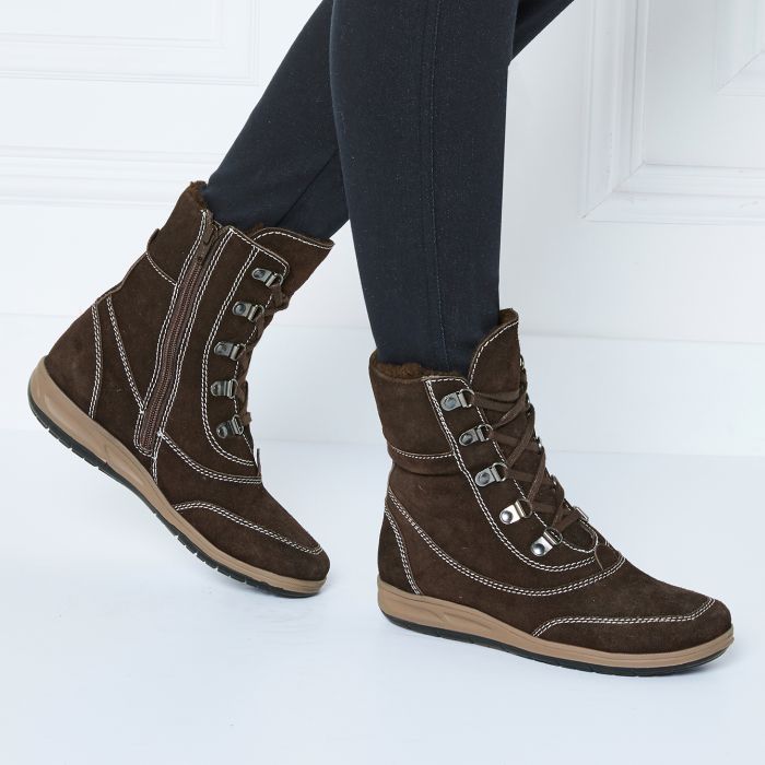 Bottines en cuir velours Bleu Bonheur
