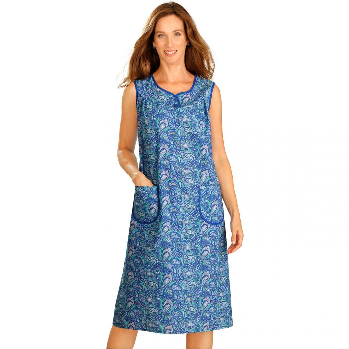 Robe tablier imprimee Bleu Bonheur