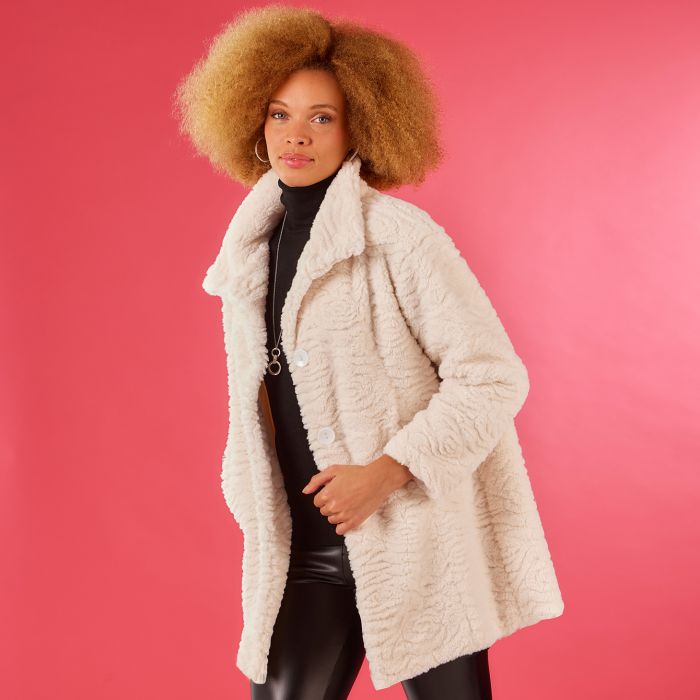 Manteau fourrure fantaisie Bleu Bonheur