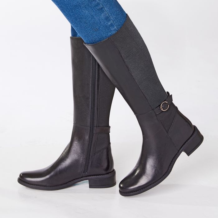 Bottes cavalieres en cuir Bleu Bonheur