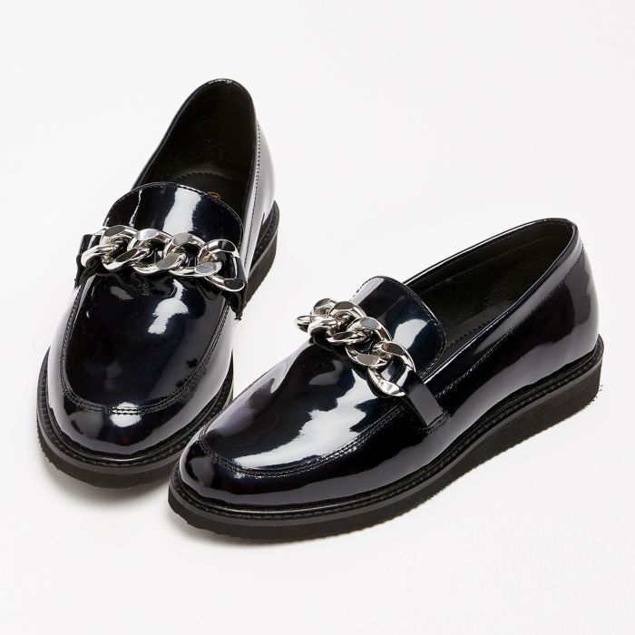 Mocassin cuir vernis noir femme clearance