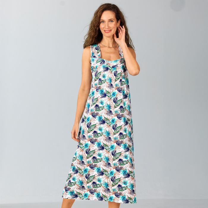 Chemise de nuit sans manches Bleu Bonheur