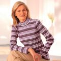 Pull rayé en maille côtélée
