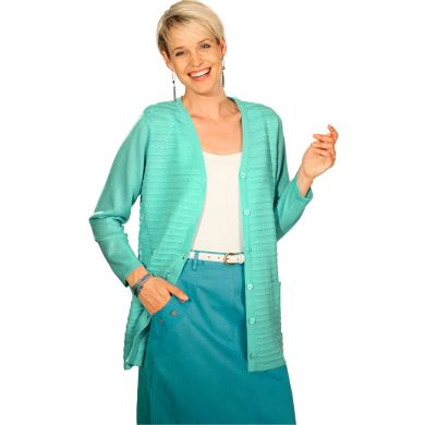 Gilet à maille fantaisie avec poches plaquées et jupe droite en popeline