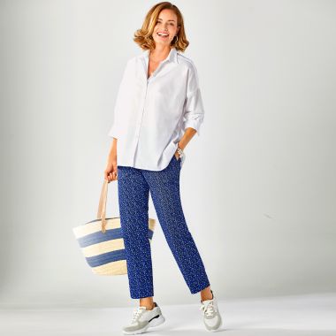 Chemise fantaisie sur pantalon imprimé à pinces avec baskets city