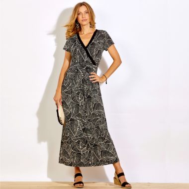 Robe longue imprimé zébré avec sandales en tissu à semelle compensée corde.