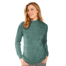Pull maille poilu col montant