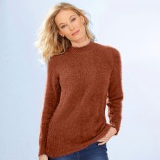 Pull poilu à col montant
