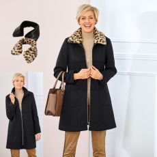 Manteau court col amovible