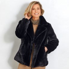 Manteau court simili fourrure