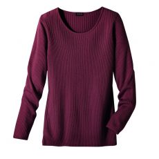 Pull maille côtelée col rond