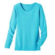 Pull maille côtelée col rond