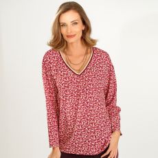 Blouse imprimée fluide à galon