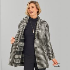 Manteau 3/4 pied-de-poule