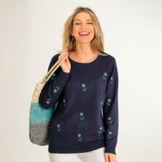 Pull brodé de fleurs