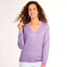 Pull décolleté dentelle