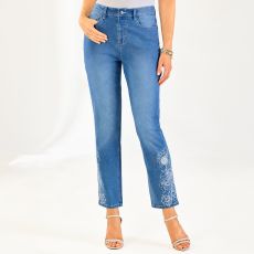Jean 7/8e à broderies