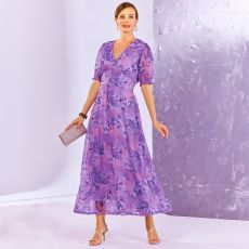 Robe longue en voile imprimé