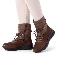 Bottines en cuir et textile