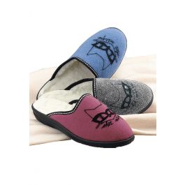 Mules fourrées motif chat