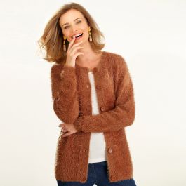 Cardigan en maille poilue