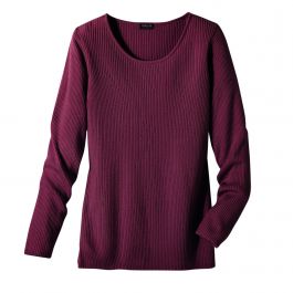 Pull maille côtelée col rond