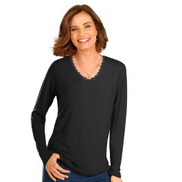 Tee-shirt col à dentelle