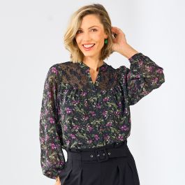Chemisier imprimé en dentelle