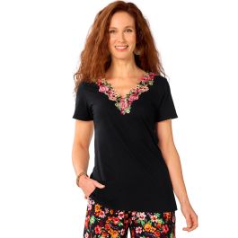 Tee-shirt encolure macramé